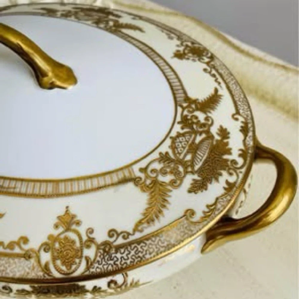 Noritake VINTAGE  Gold FLEURGOLD SERVING BOWL WITH LID NO. 37531